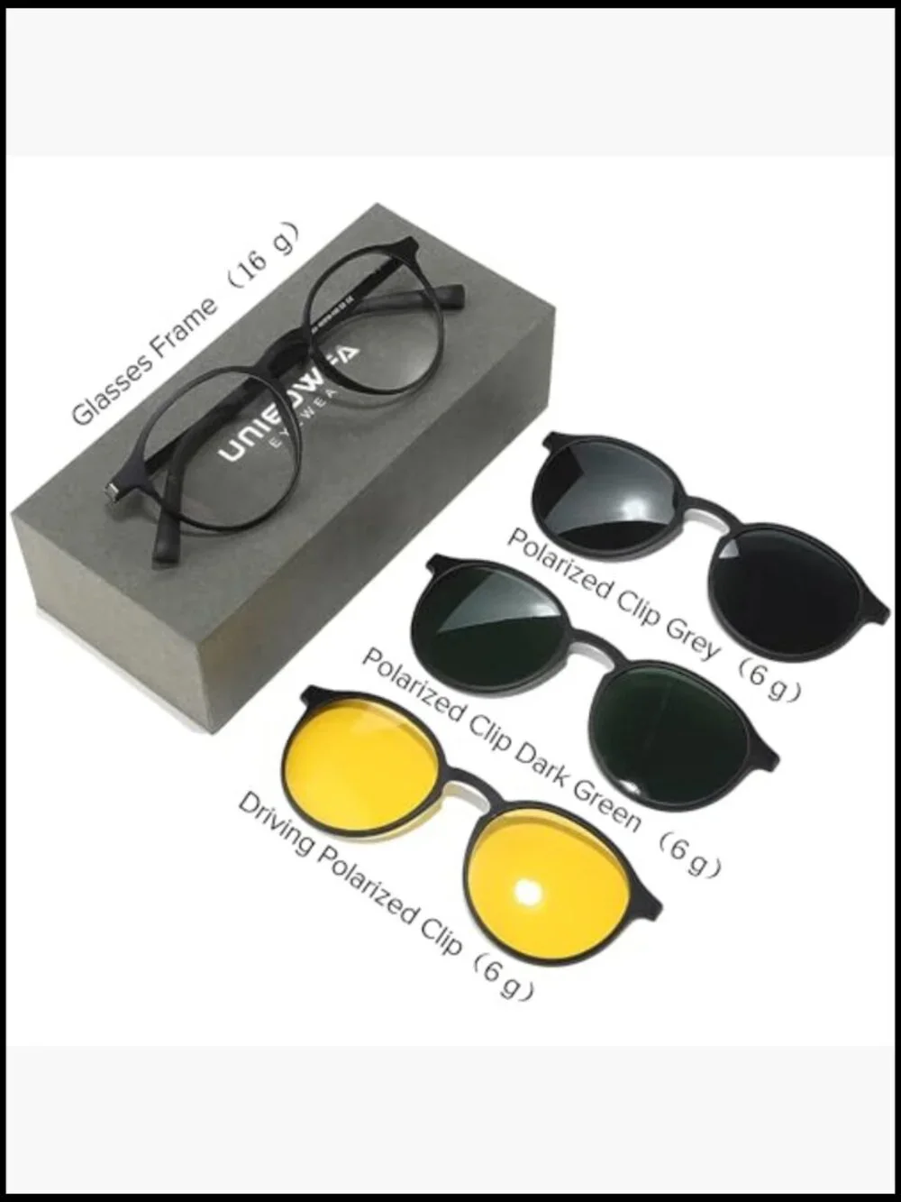 Round Eyeglasses Frame with 3 in 1 Polarized Magnetic Clip-On Sunglasses